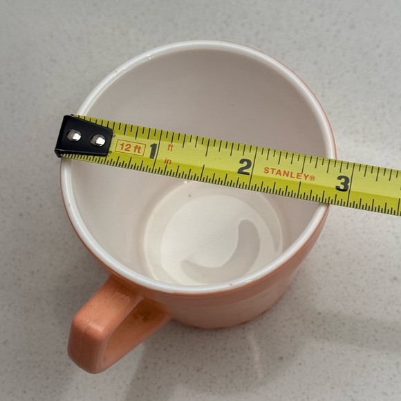 Vintage 1950s Hazel Atlas Baby Cup Coral Peach Diamond Pattern - Picture 10 of 11